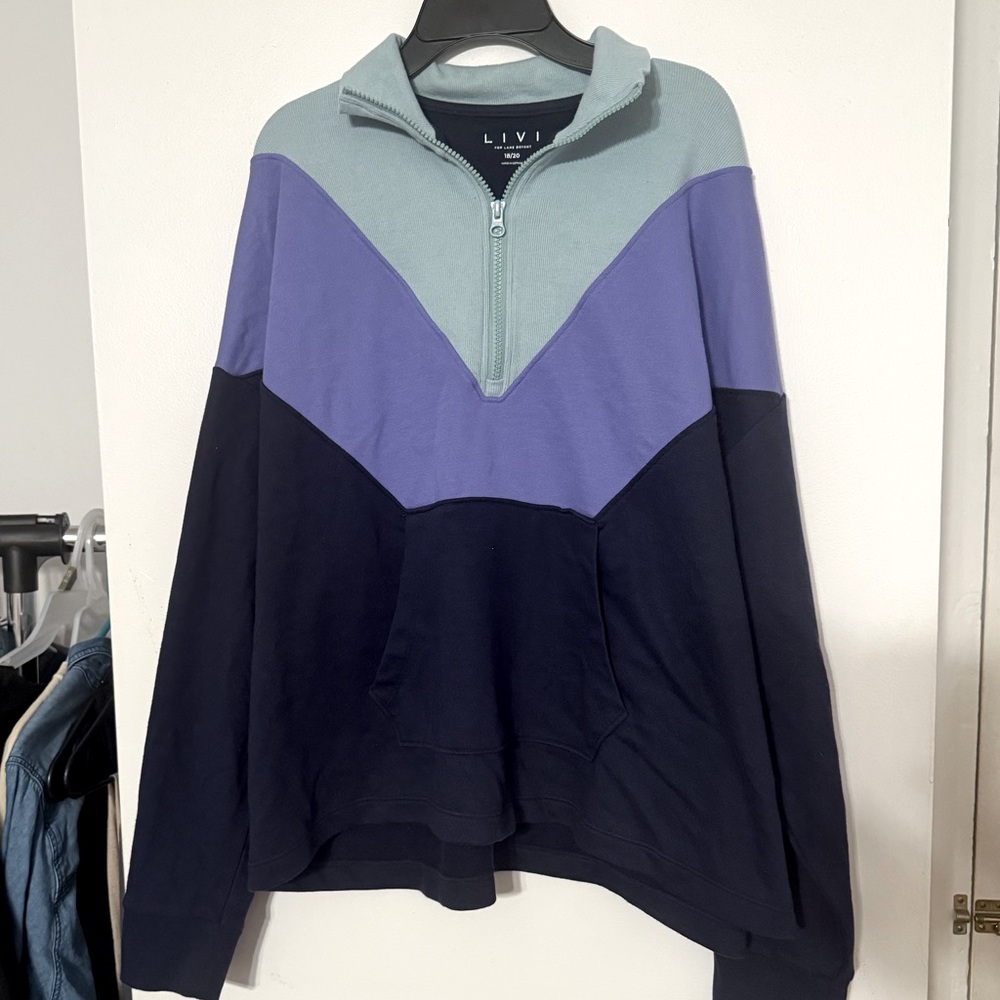 NWT blue Livi for Lane Bryant 1/4 zip active sweatshirt size 18/20